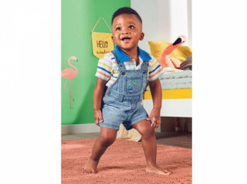 Напівкомбінезон 074 см (6-9 months)   джинсовий з шлейками для хлопчика Lupilu 314493 блакитний 58626