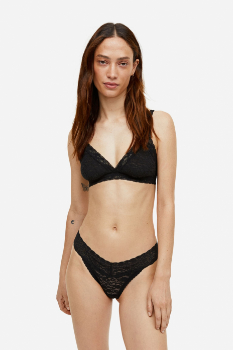 Трусики-стринги з мережива для жінки H&M 0952765001 38 / M чорний 86944 Трусики-стринги з мережива для жінки H&M 0952765001 38 / M чорний 86944