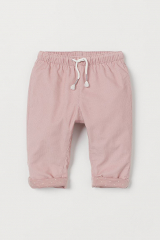 Штани вельветові на підкладці для дівчинки H&amp;M 0873012-001 104 см (3-4 years) рожевий  79985