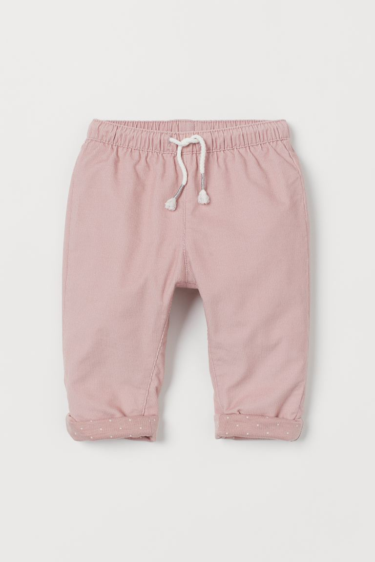 Штани вельветові на підкладці для дівчинки H&amp;M 0873012-001 104 см (3-4 years) рожевий  79985