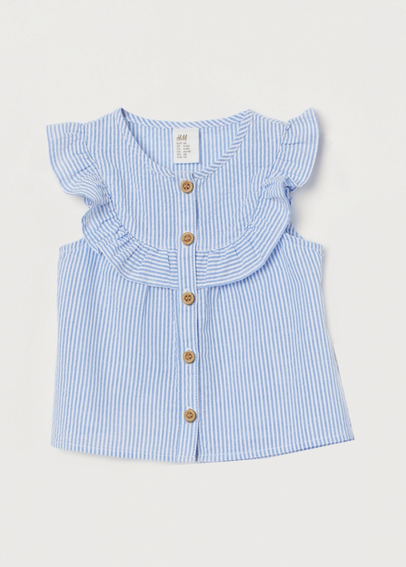 Блузка бавовняна для дівчинки H&amp;M 0833975-002 074 см (9-12 months) блакитний  78026