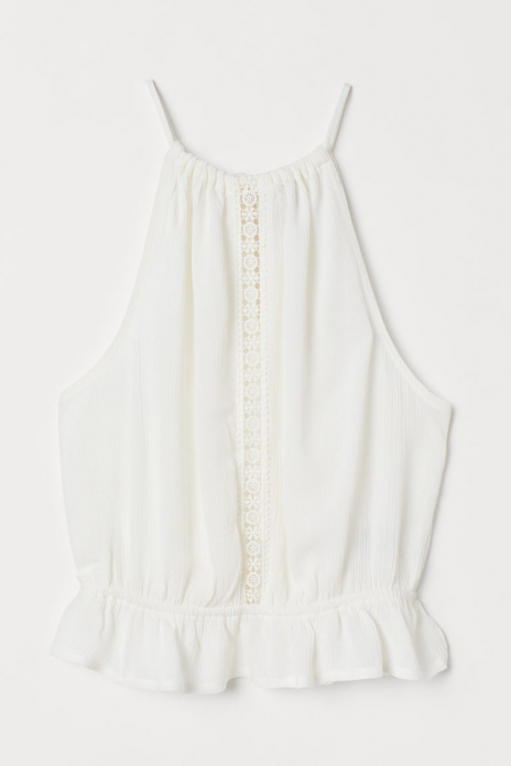 Топ 46,L   із жатої тканини для жінки H&amp;M 0723173-001 молочний 82815