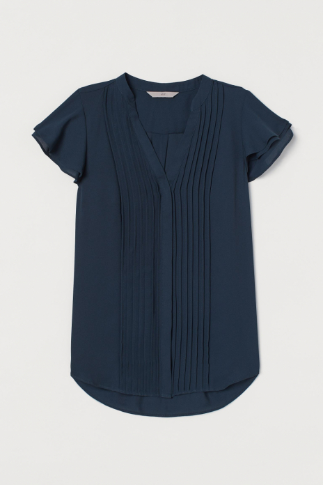 Блузка з V подібним вирізом для жінки H&amp;M 0872378-001 42 / XL темно-синій  80931