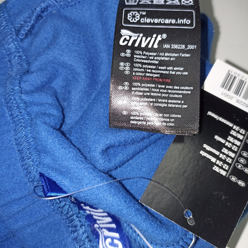 Спортивні штани  для хлопчика Crivit 336228 086-92 см (12-24 months) синій 65854
