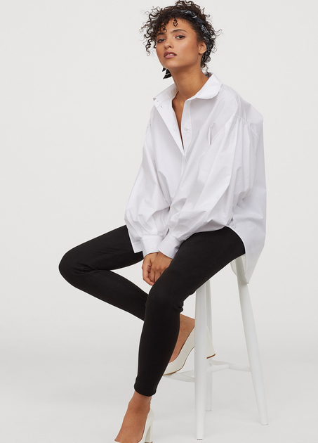 Легінси зі штучної замші для жінки H&amp;M 0790365-001 34 / XS чорний  85869