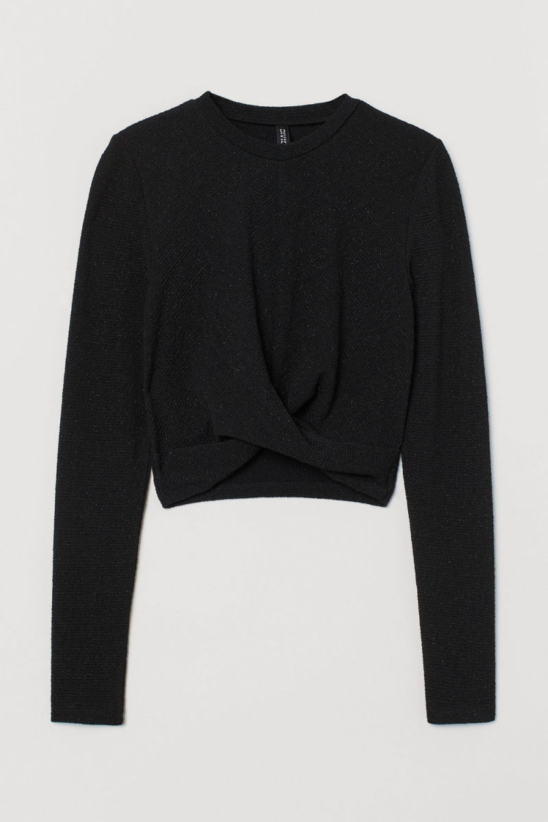 Топ з блискучого трикотажу для жінки H&amp;M 0930478-002 36 / S чорний  82857