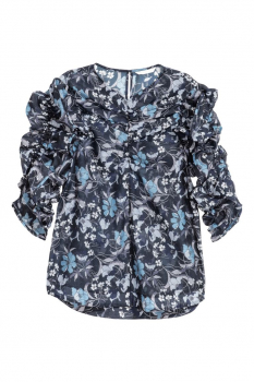 Блузка 32,XS   з рукавами-буфами для жінки H&amp;M 0564154-001 синій 82471