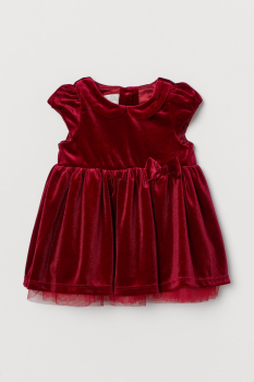 Плаття велюрове на підкладці для дівчинки H&amp;M 0889266-001 080 см (9-12 months) бордовий  78022
