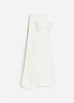 Колготки 122-128 см (6-8 years)   з бантом для дівчинки H&amp;M 0665542-033 білий 85363