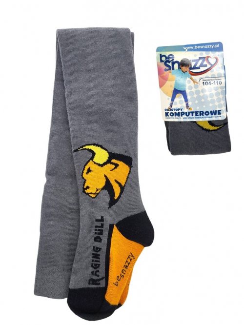 Колготки бавовняні з принтом для хлопчика Be Snazzy RA-04-3 128-134 см (7-9 years) сірий  78756