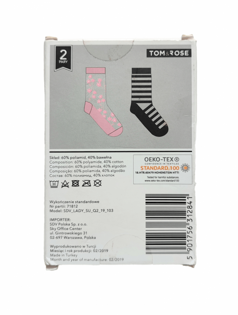 Шкарпетки 2 пари напівпрозорі для жінки Tom &amp; Rose 71812 розмір взуття 38-39 Різнобарвний  75105