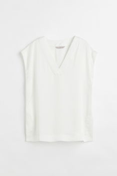 Блузка атласна з боковими розрізами для жінки H&amp;M 1066710-001 34 / XS білий  78367