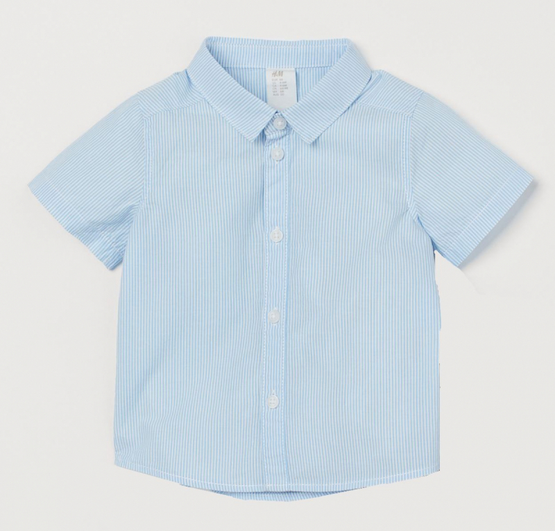 Сорочка 056 см (1-2 months)   подовжена спина для хлопчика H&amp;M 0760907001 блакитний 63621