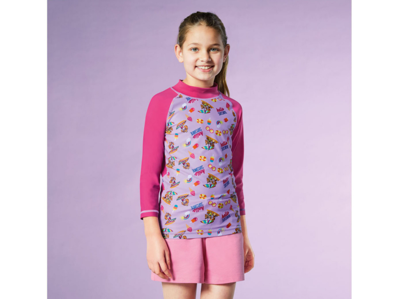 Футболка-лонгслів для купання 122-128 см (6-8 years)   із захистом UPF 50 для дівчинки Nickelodeon 372391 рожевий 89505