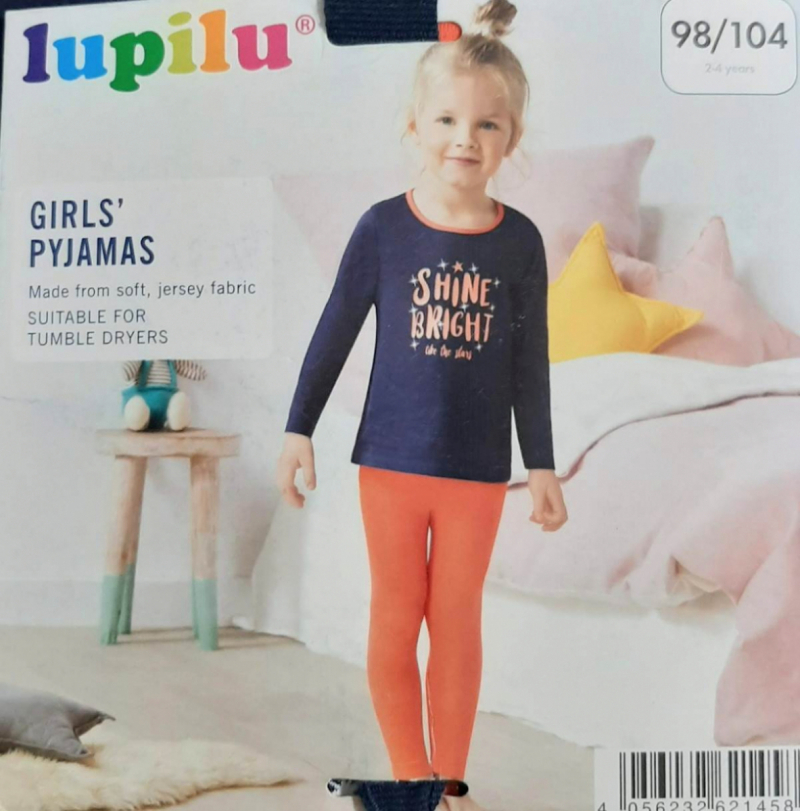 Піжама (лонгслів і штани) для дівчинки Lupilu 321317 086-92 см (12-24 months) Різнобарвний 65447