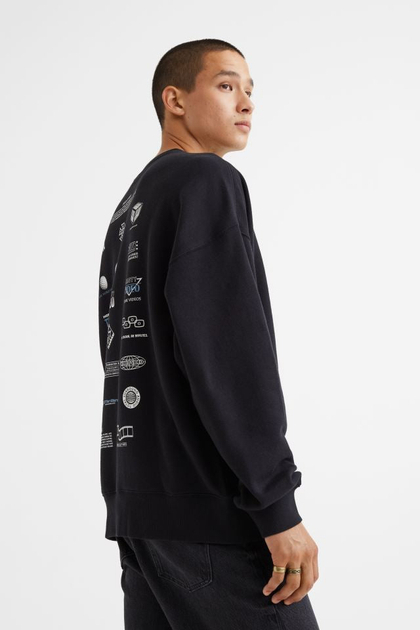 Світшот двунитка для чоловіка H&amp;M 1003931-006 38 / M чорний  85771